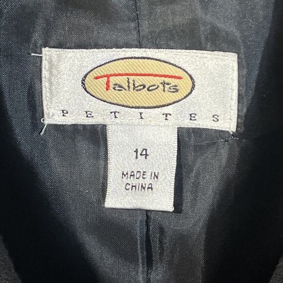 Vtg Talbots Women’s Blazer Sz 14P Black Wool Jacket Career Work Professional - Picture 5 of 10